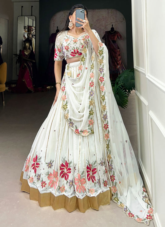 Embroidered Georgette A - Line Lehenga - L2942