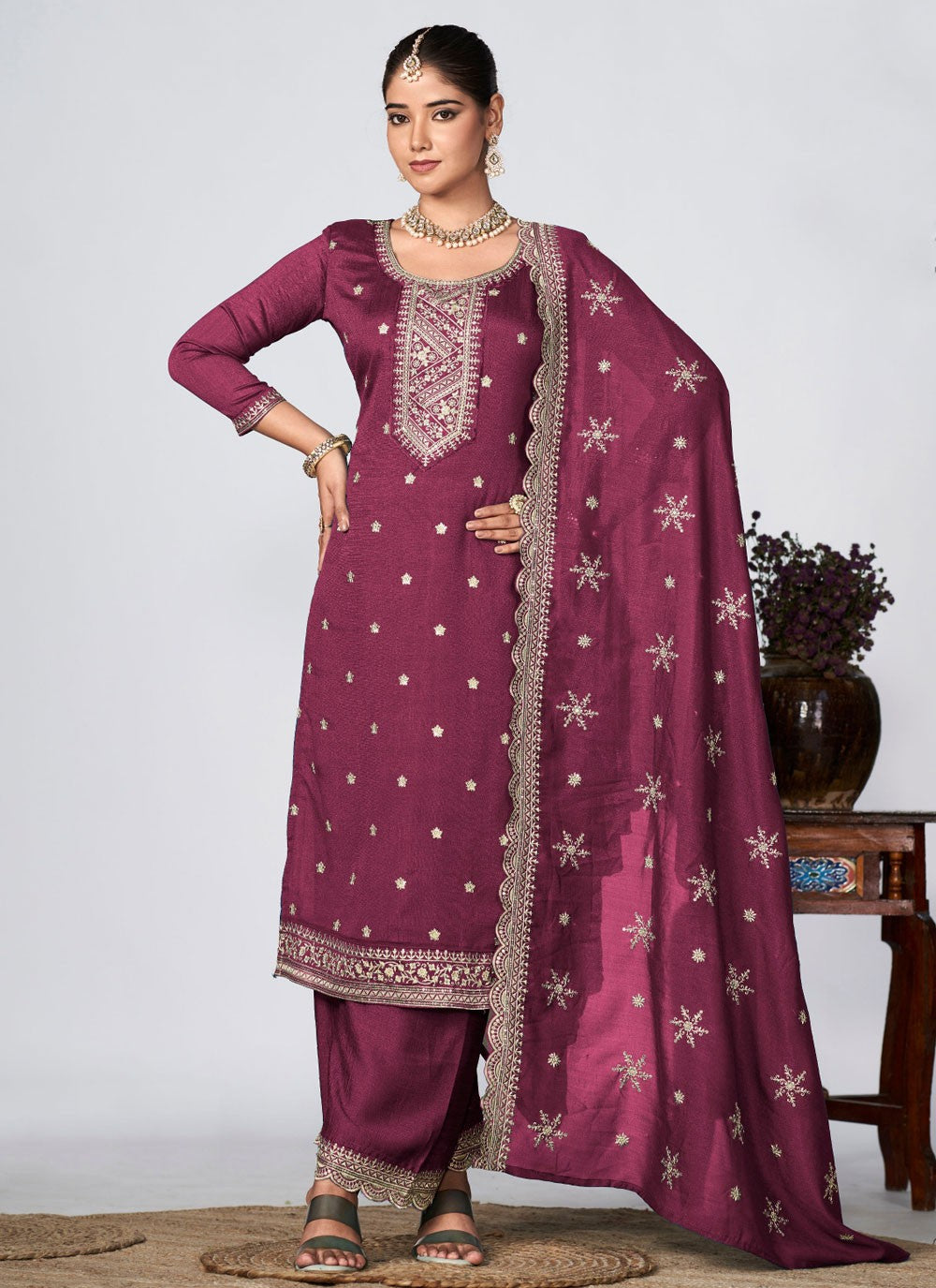 Vichitra Silk Salwar Suit - T2412