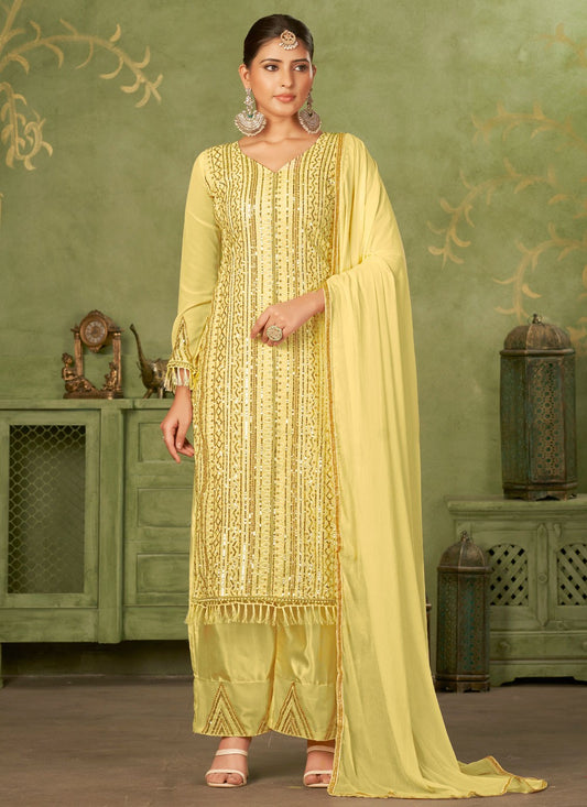 Hand Embroidery Silk Pant Style Suit - T4817