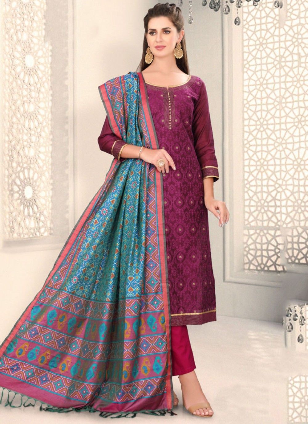 Chanderi Churidar Suit - T056