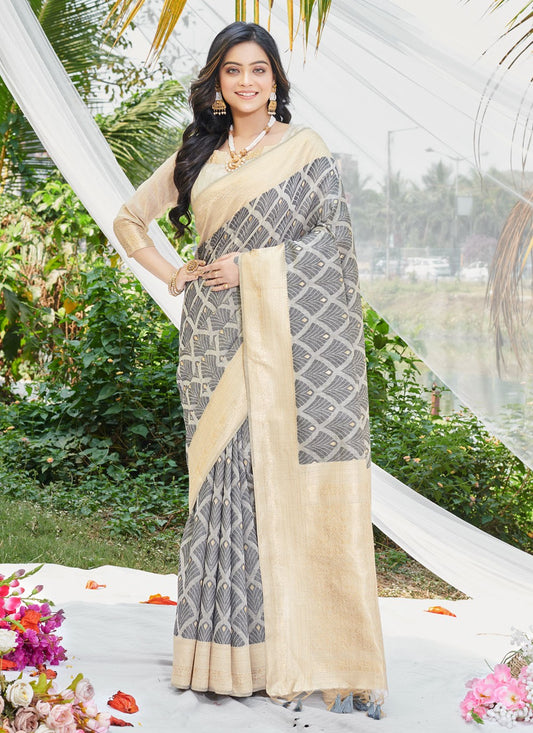 Designer Fancy Work Cotton Saree - S5965