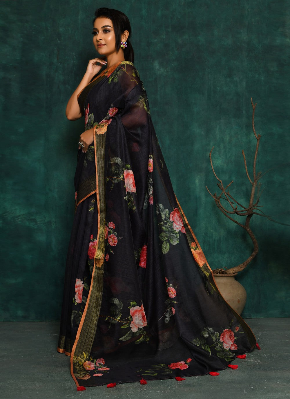 Classic Digital Print Faux Georgette Saree - S2342