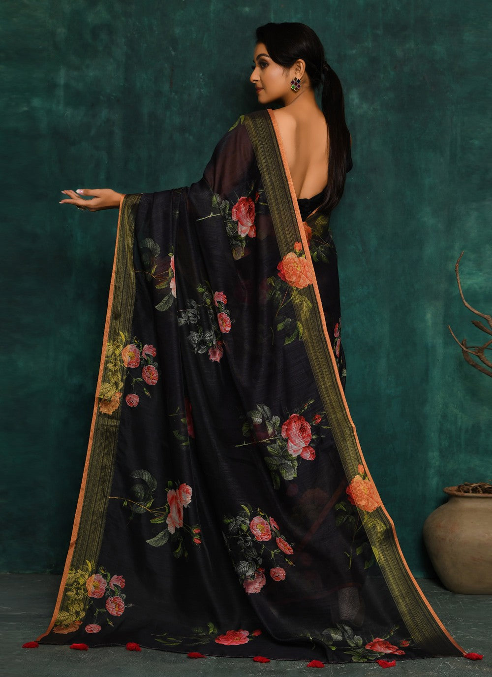 Classic Digital Print Faux Georgette Saree - S2342