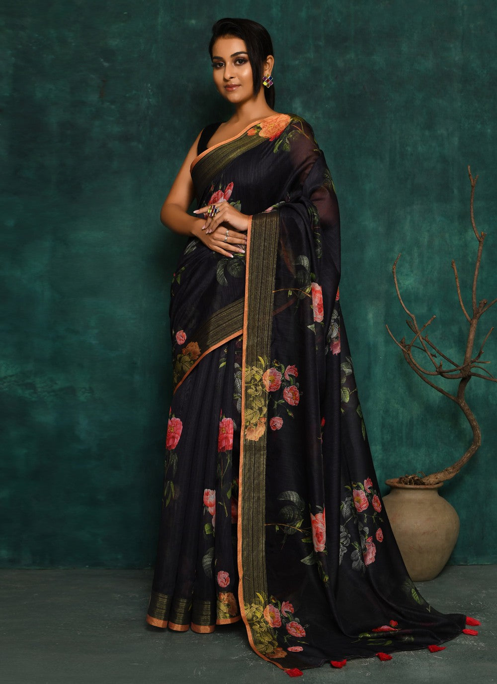 Classic Digital Print Faux Georgette Saree - S2342