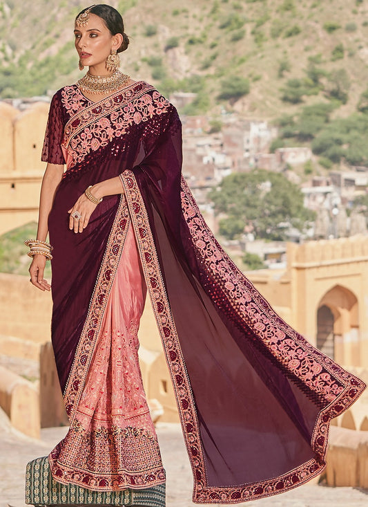 Classic Embroidered Fancy Fabric Saree - S4077