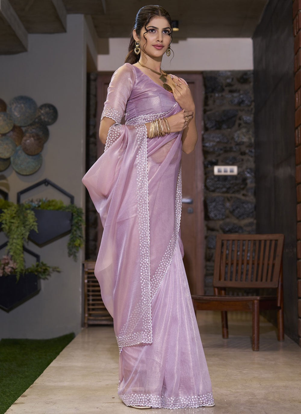 Cutdana, Swarovski Fancy Fabric Saree - S11494