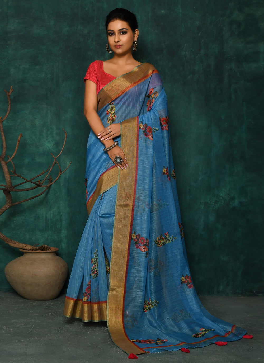 Classic Digital Print Faux Georgette Saree - S2174