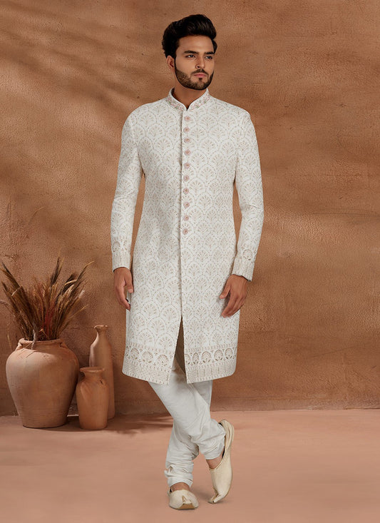 Embroidered Fancy Fabric Multi Colour Indo Western Sherwani - M2790