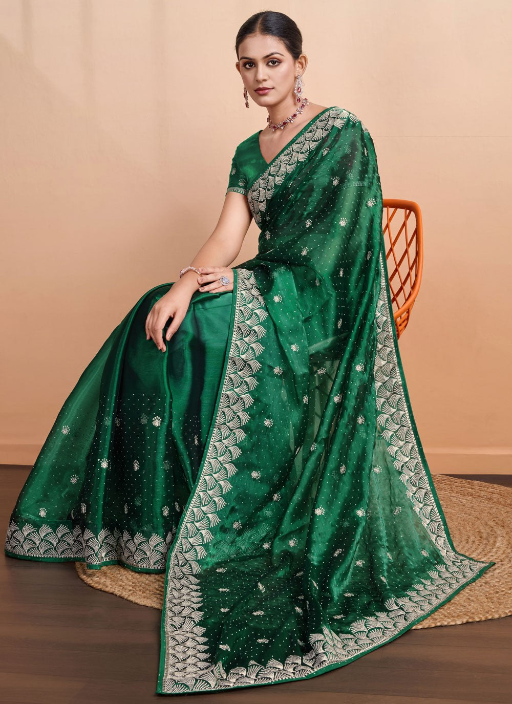 Classic Embroidered Fancy Fabric Saree - S7273