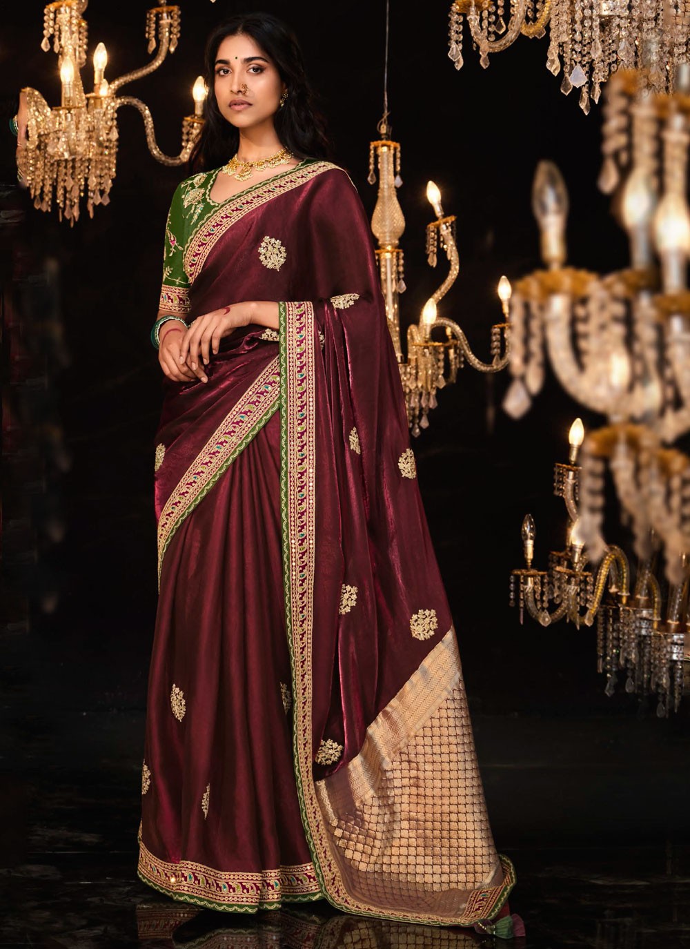 Trendy Border Work Fancy Fabric Saree - S5867