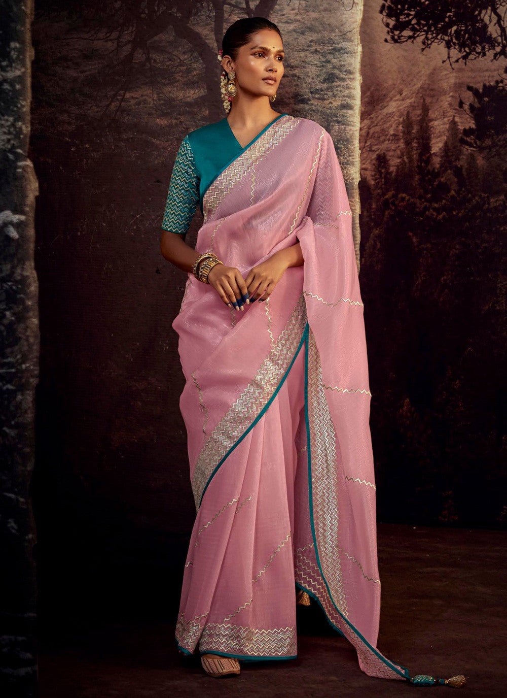 Trendy Border Work Fancy Fabric Saree - S3475