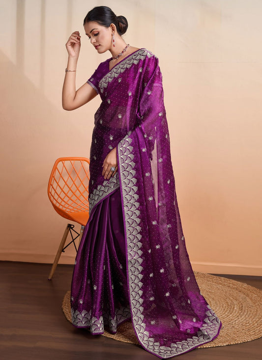 Classic Embroidered Fancy Fabric Saree - S7273