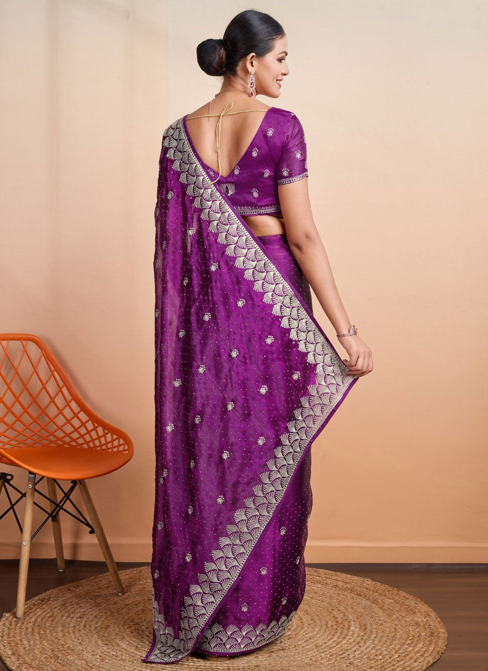 Classic Embroidered Fancy Fabric Saree - S7273