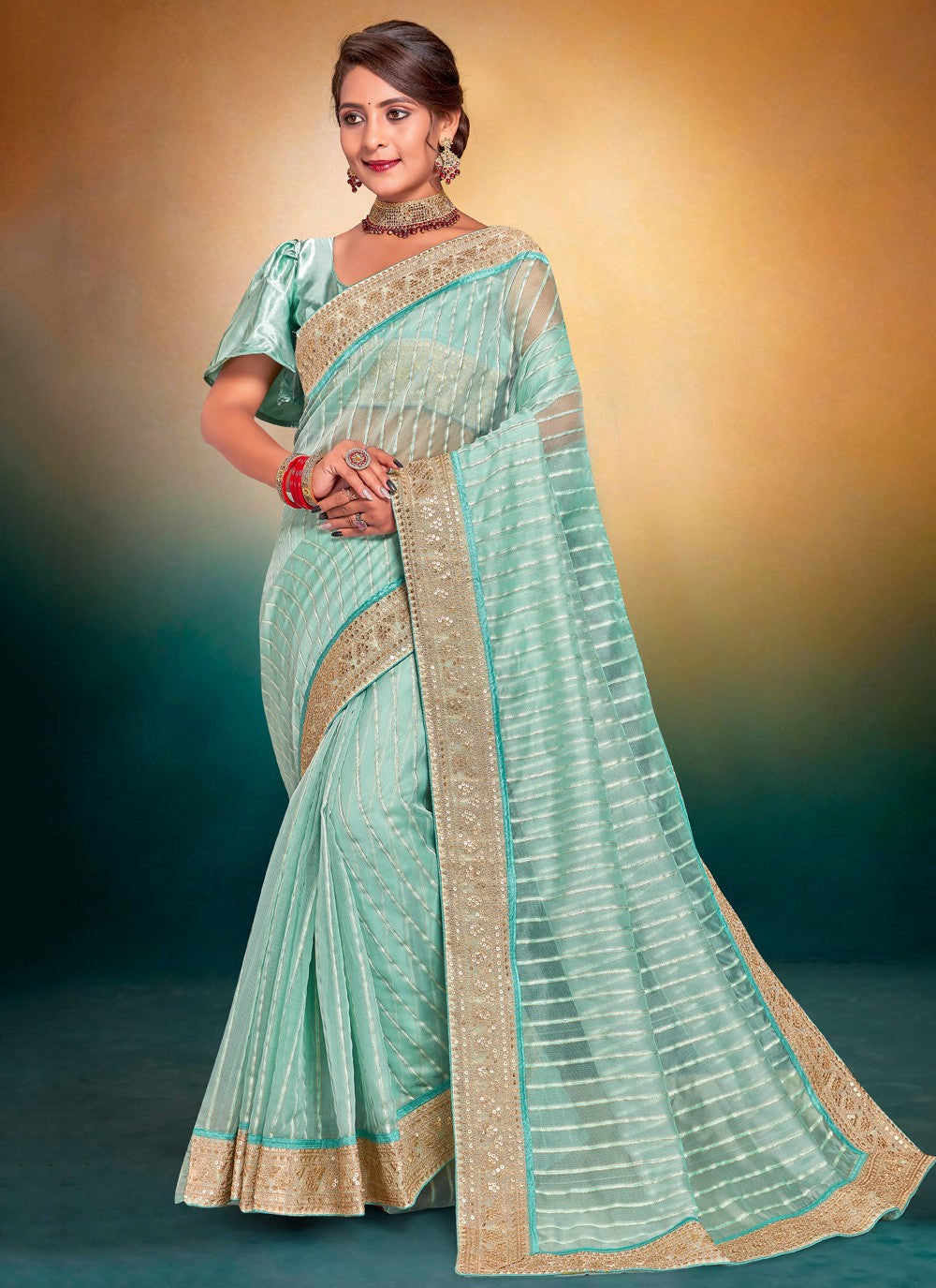 Classic Border Work Fancy Fabric Saree - S4031