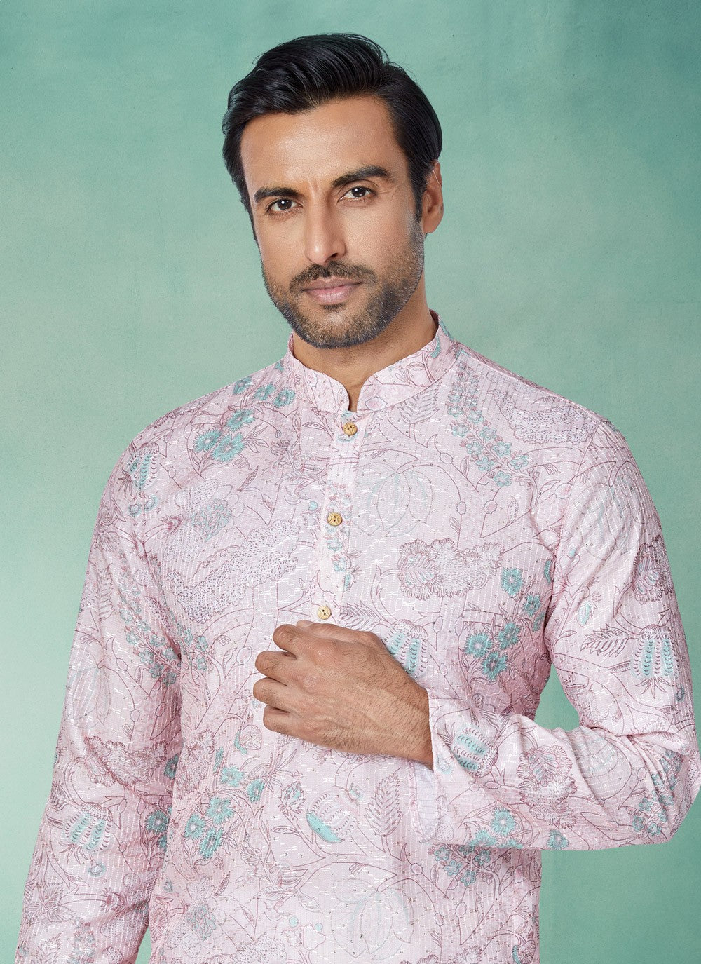 Digital Print Fancy Fabric Multi Colour Kurta Pyjama - M5091