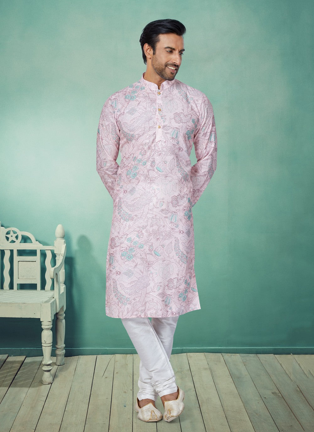 Digital Print Fancy Fabric Multi Colour Kurta Pyjama - M5091