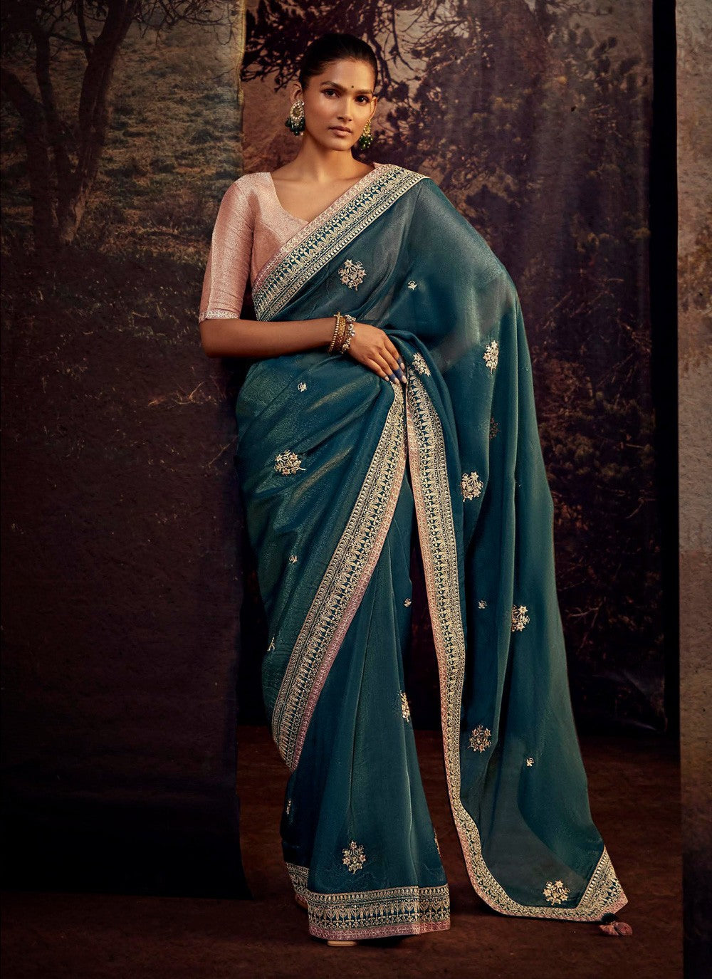 Trendy Border Work Fancy Fabric Saree - S3475