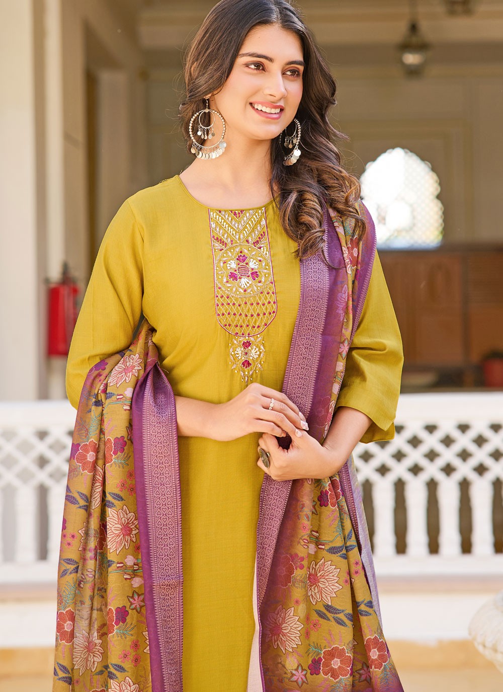 Embroidered Fancy Fabric Pant Style Suit - T4560