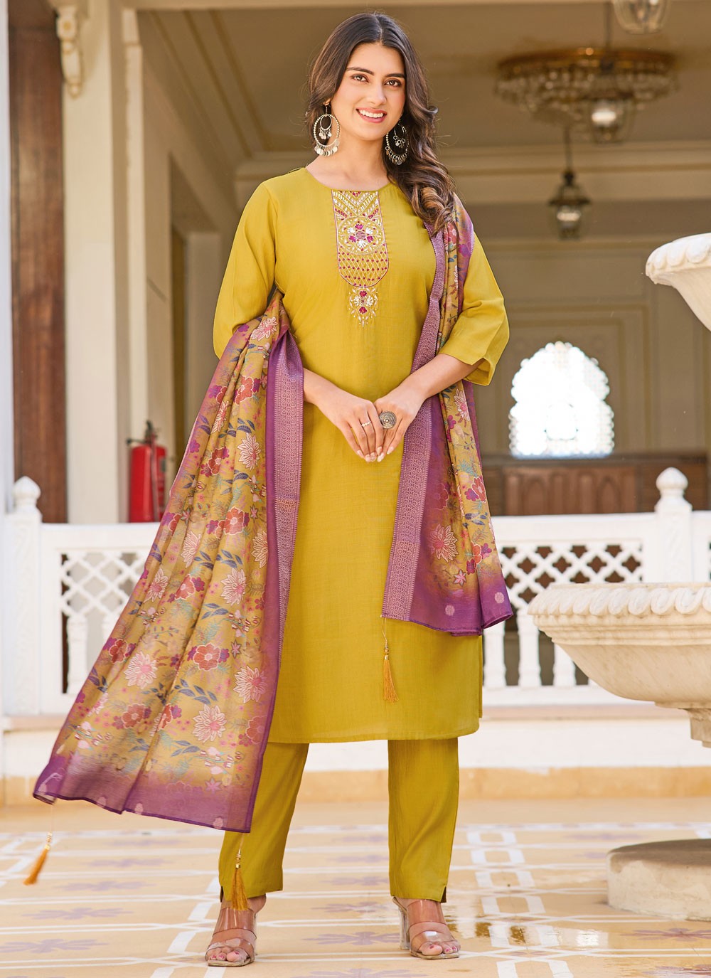 Embroidered Fancy Fabric Pant Style Suit - T4560