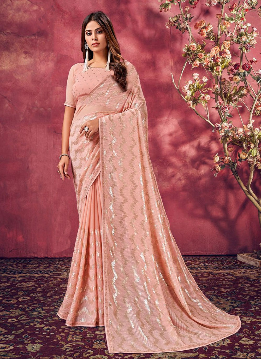 Classic Fancy Work Georgette Saree - S1844