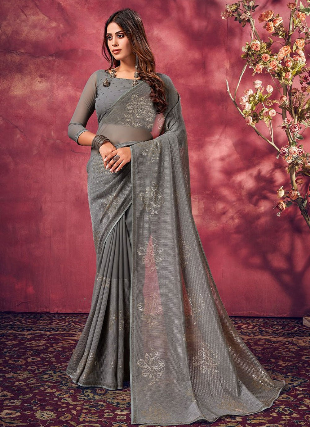 Classic Fancy Work Georgette Saree - S1844