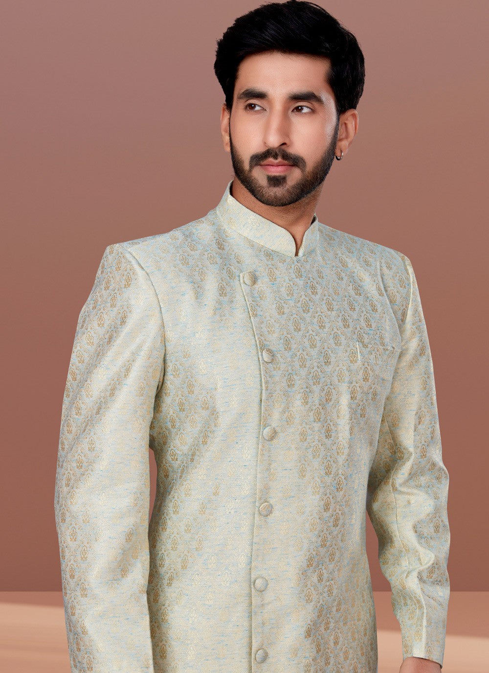 Fancy Work Jacquard Multi Colour Indo Western - M4637