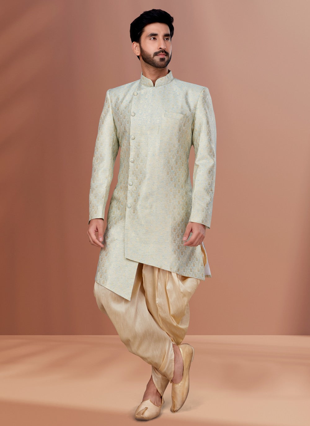 Fancy Work Jacquard Multi Colour Indo Western - M4637