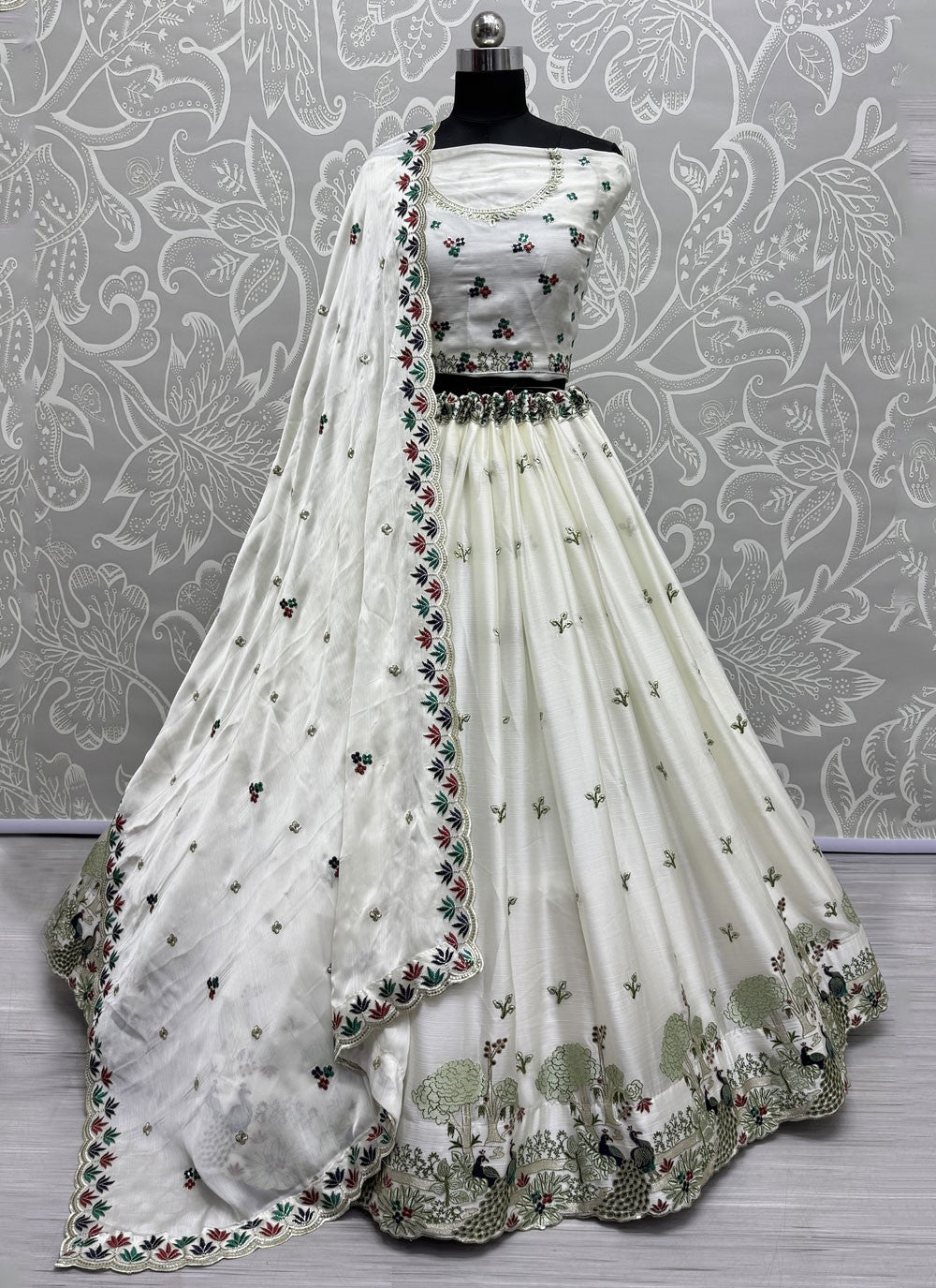 Embroidered Silk A - Line Lehenga - L2977