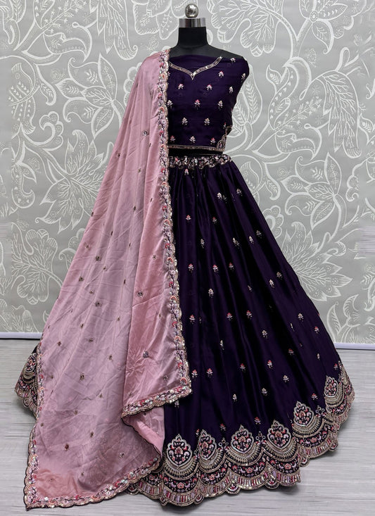 Embroidered Silk A - Line Lehenga - L2842