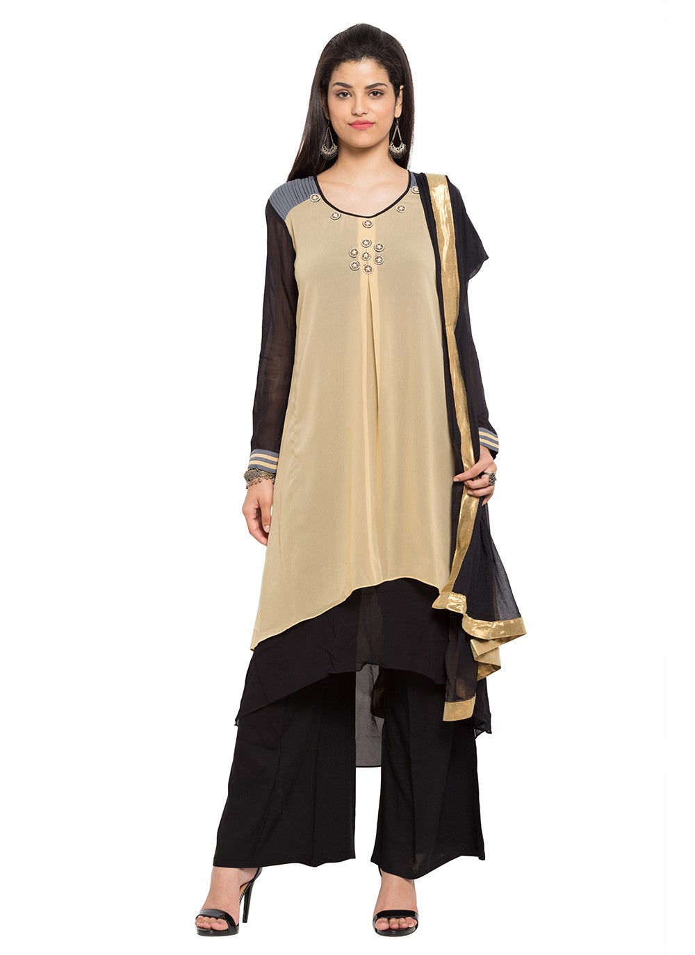 Faux Georgette Palazzo Suit - T306