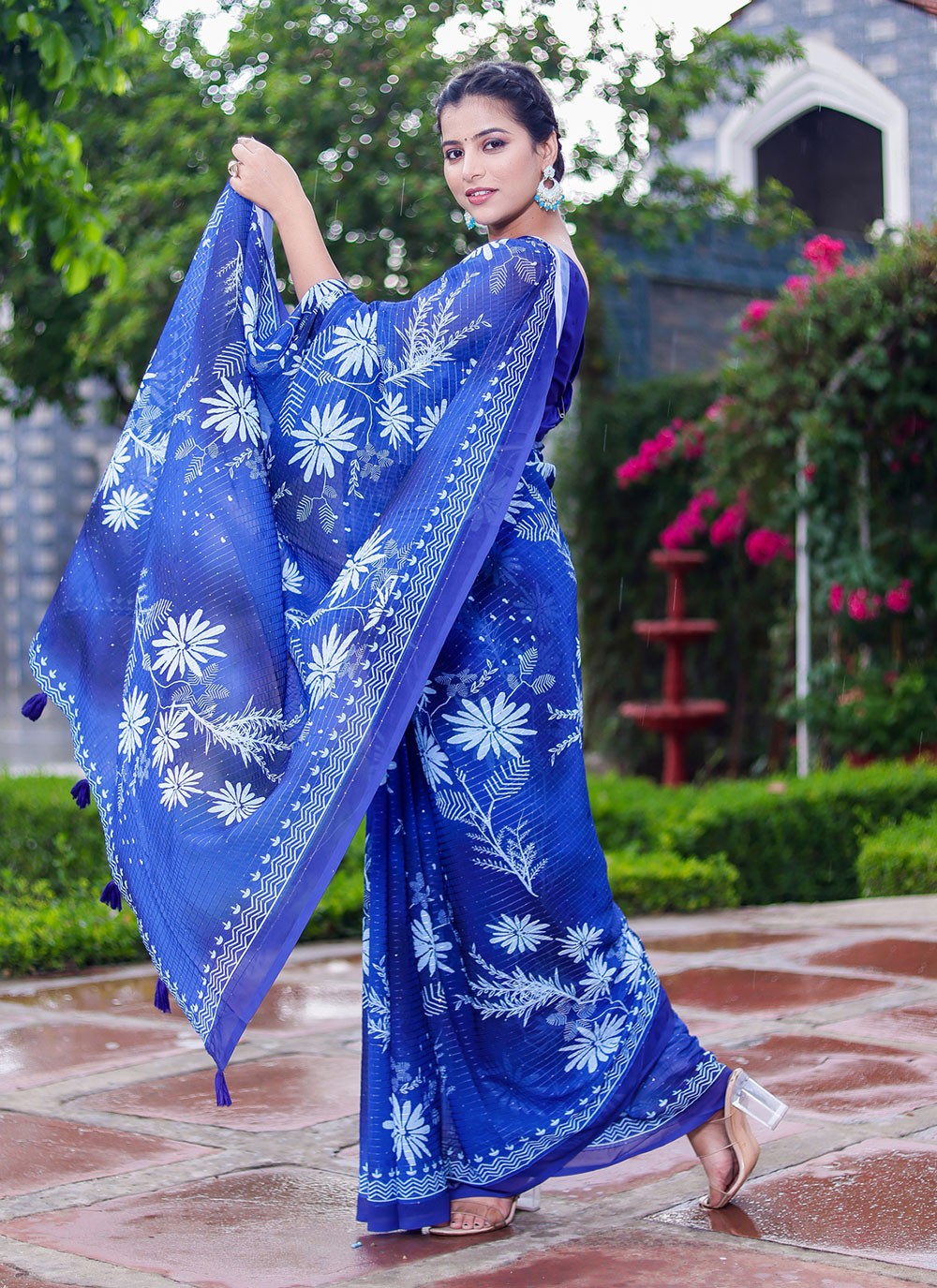 Trendy Digital Print Faux Georgette Saree - S2859