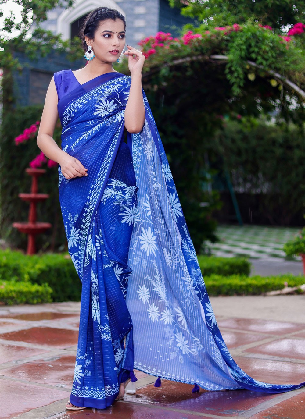 Trendy Digital Print Faux Georgette Saree - S2859