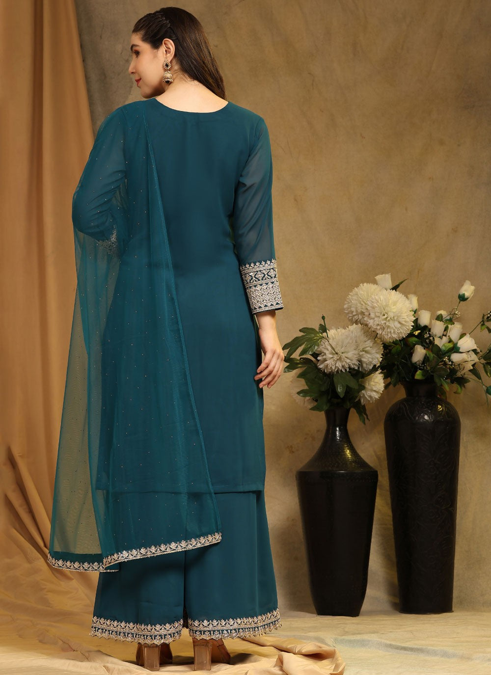 Faux Georgette Palazzo Suit - T1621