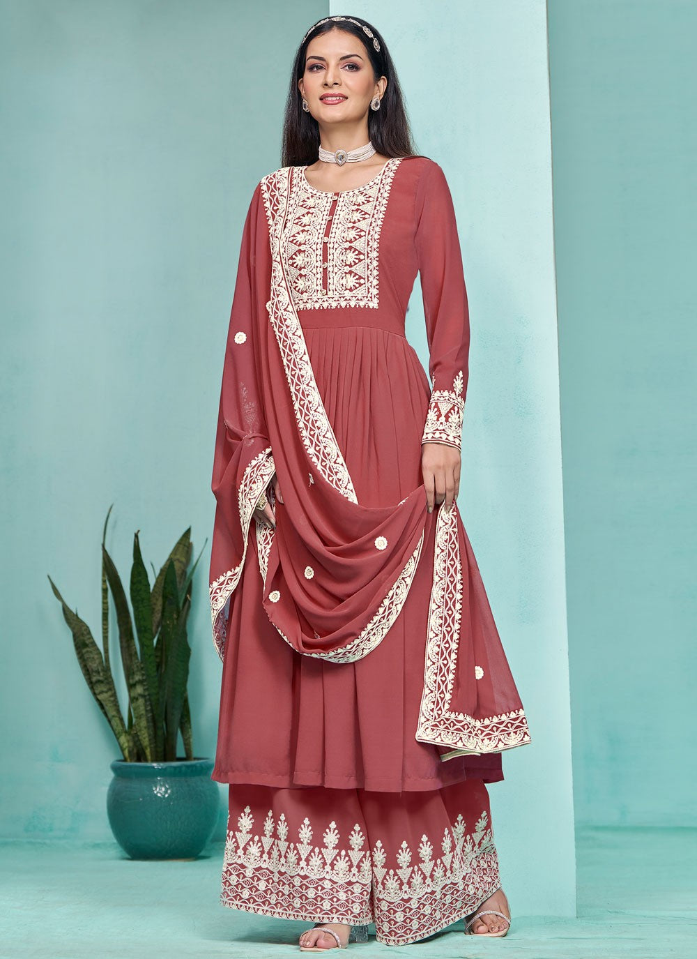 Faux Georgette Salwar Suit - T3335