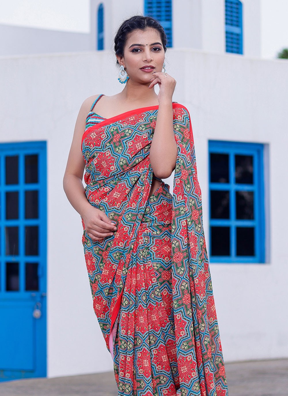 Trendy Digital Print Faux Georgette Saree - S2859