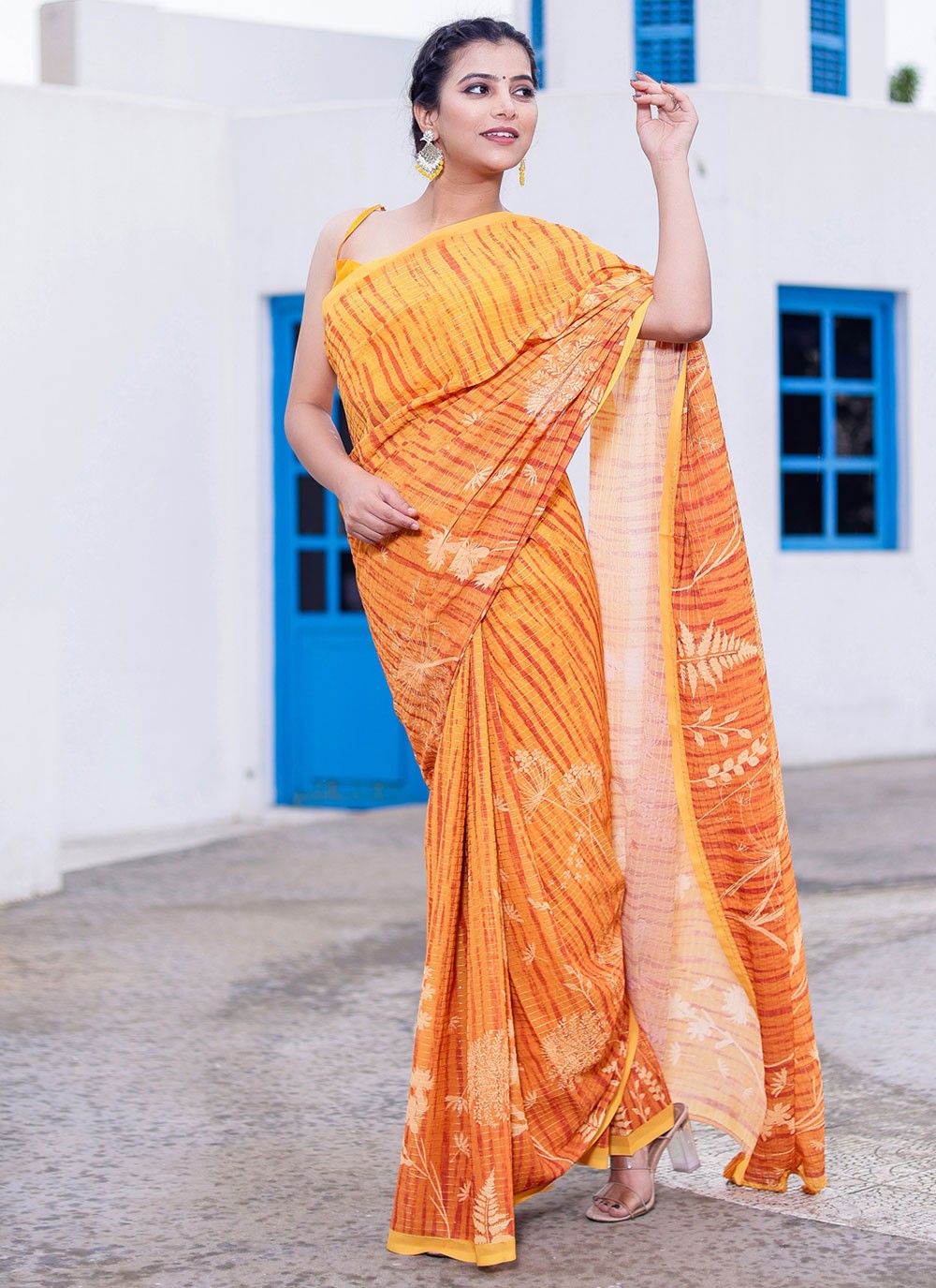 Trendy Digital Print Faux Georgette Saree - S2859