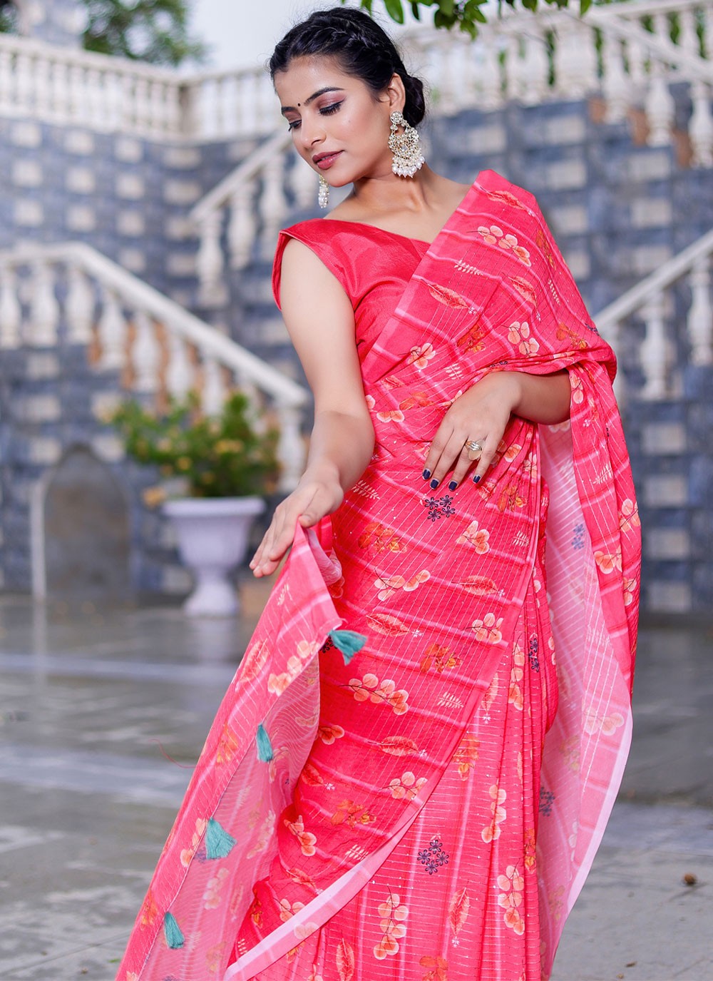 Trendy Digital Print Faux Georgette Saree - S2859