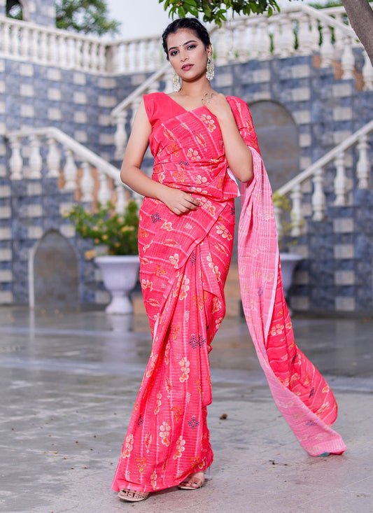 Trendy Digital Print Faux Georgette Saree - S2859