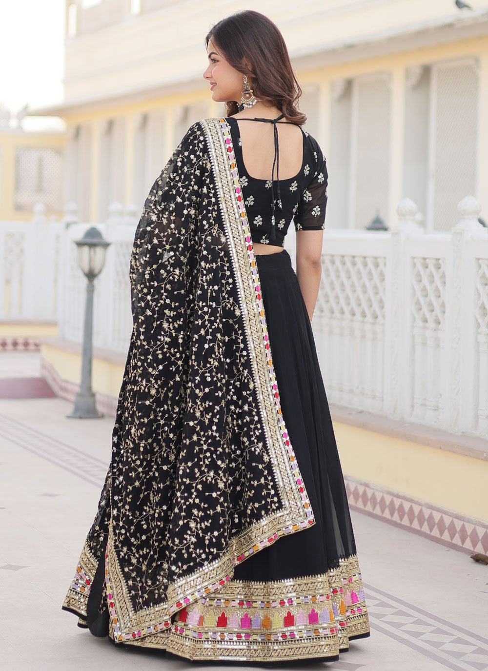 Embroidered Faux Georgette A - Line Lehenga - L1799