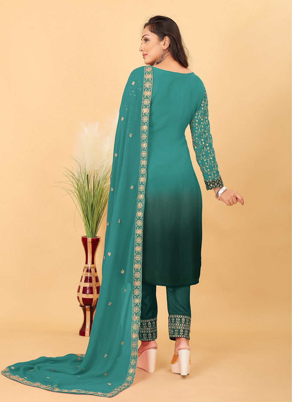 Faux Georgette Pant Style Suit - T3228