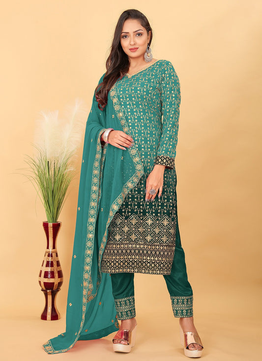 Faux Georgette Pant Style Suit - T3228