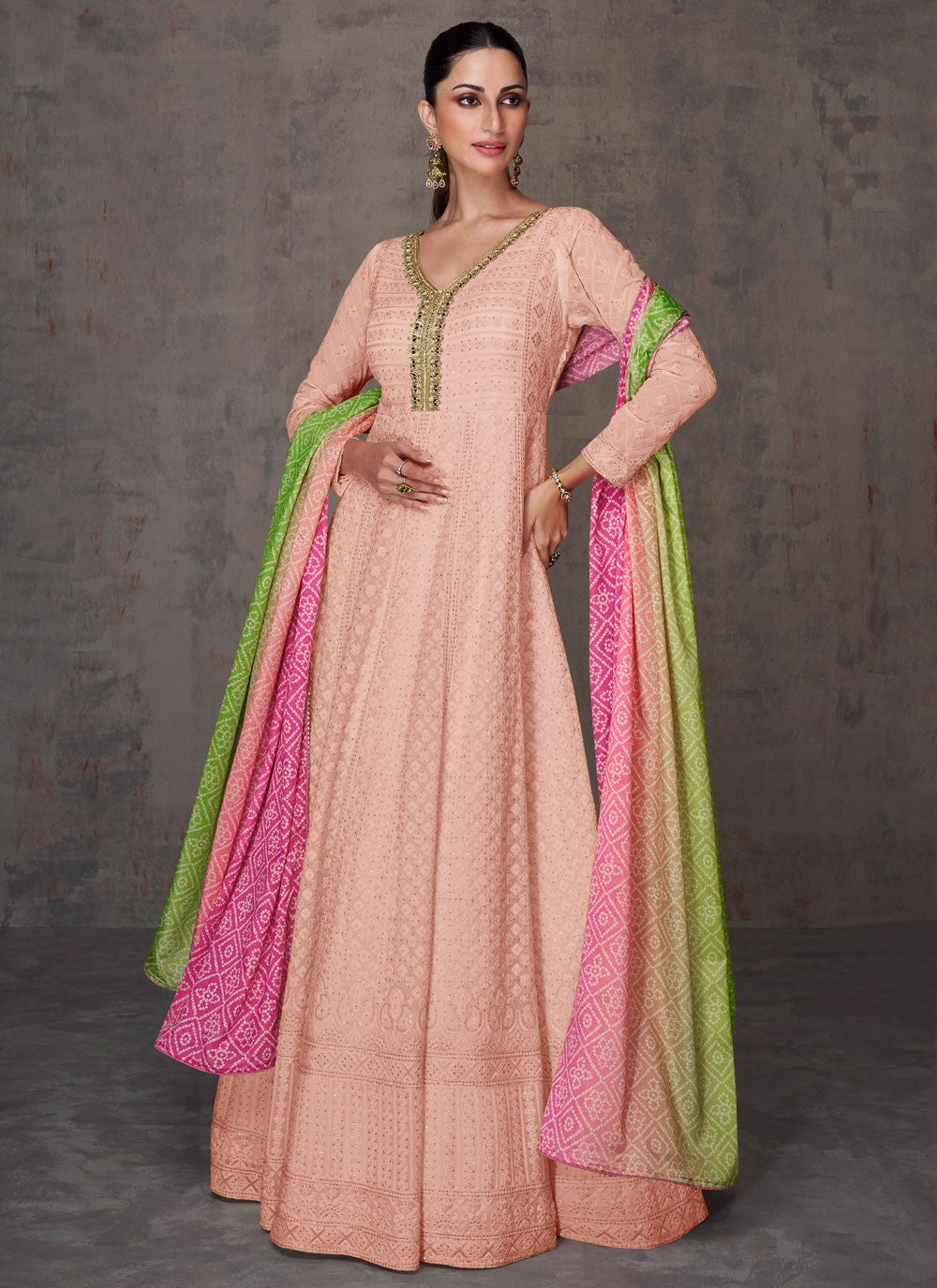 Faux Georgette Anarkali - T1961