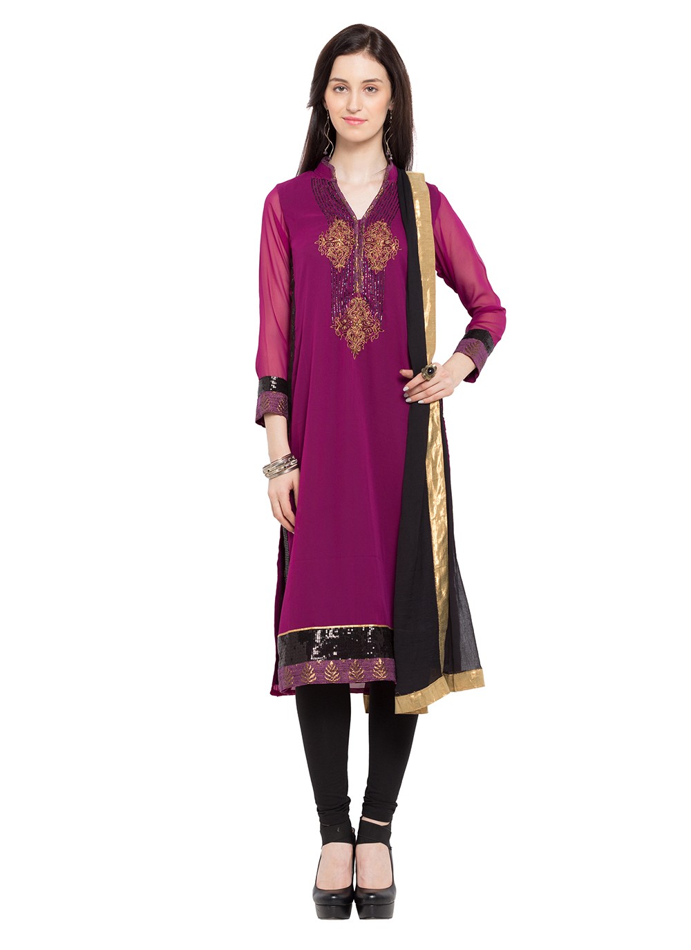 Faux Georgette Anarkali - T275