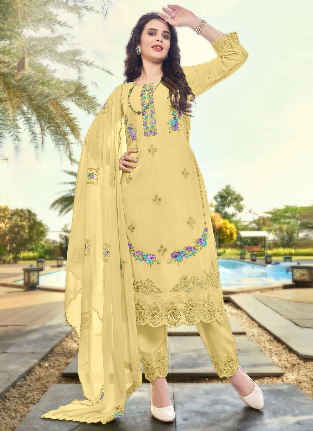 Faux Georgette Salwar Suit - T2026