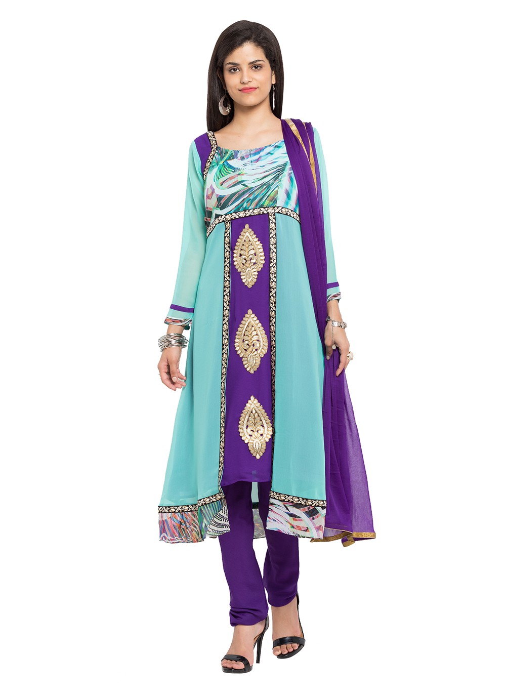 Faux Georgette Churidar Suit - T358