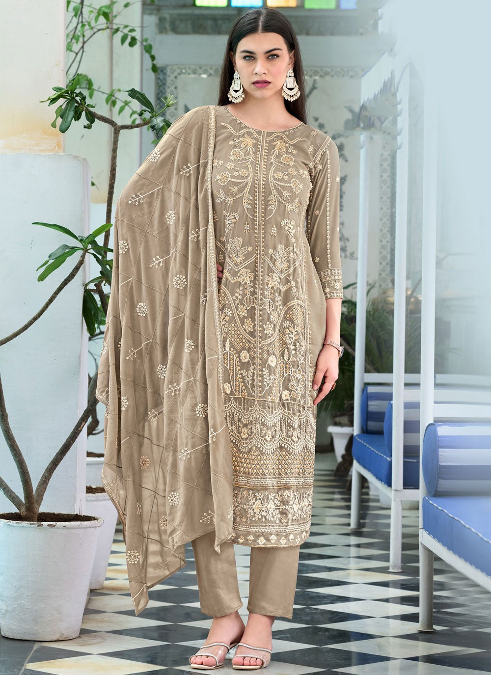 Faux Georgette Salwar Suit - T3150