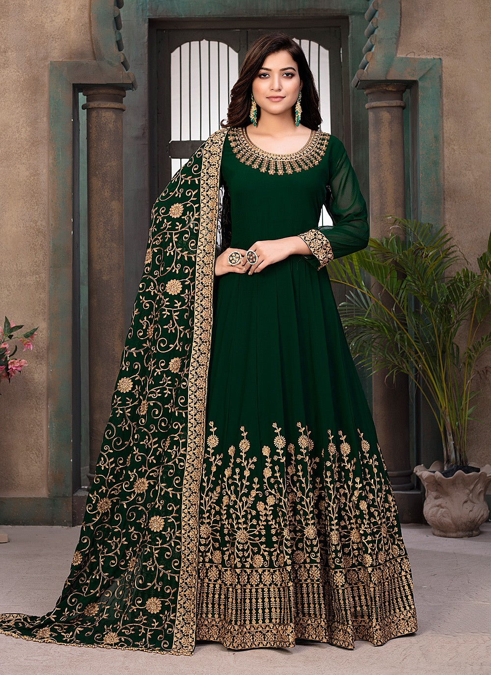 Faux Georgette Floor Length Anarkali - T204