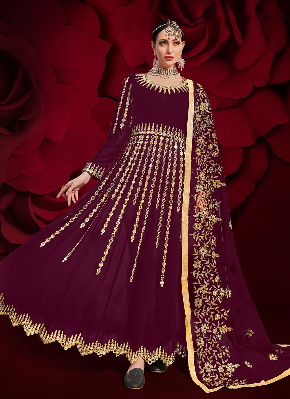 Faux Georgette Floor Length Anarkali - T197