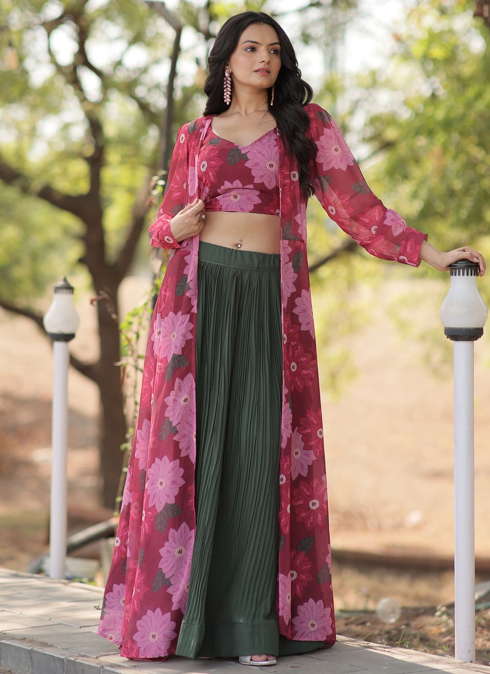 Fancy Work Faux Georgette Readymade Lehenga Choli - L2051