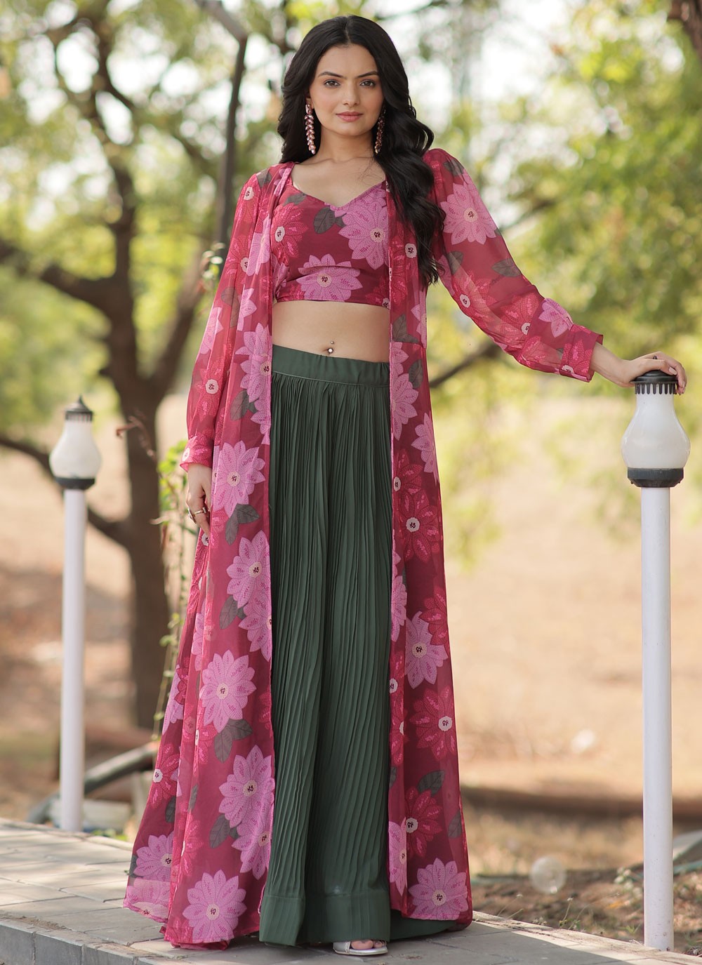 Fancy Work Faux Georgette Readymade Lehenga Choli - L2051